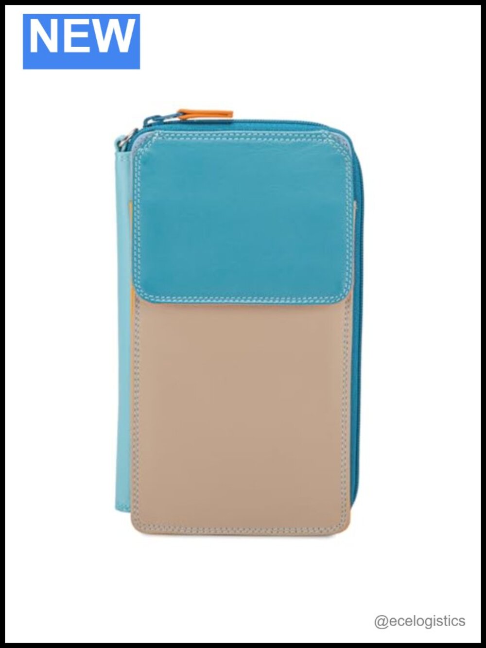 Zip Round Multi Purse with Shoulder Strap Leather Wristlet Card Holder